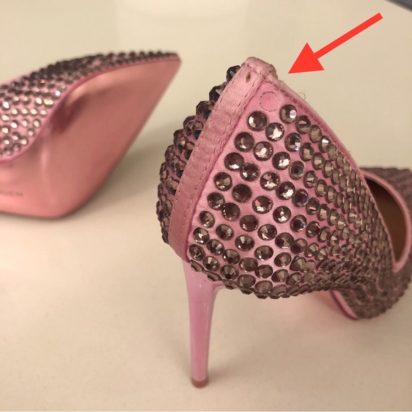 NEW women size 6 STEVE MADDEN ~4.25" high heels, pink rhinestones - Picture 9 of 11